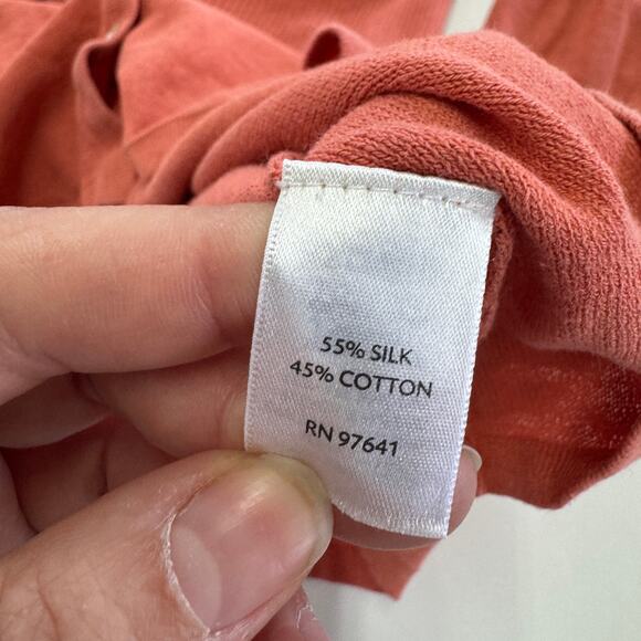 J.Jill Cardigan Women Small Orange Ribbed Knit Belle Sleeve Boho Preppy Silk - Picture 4 of 7